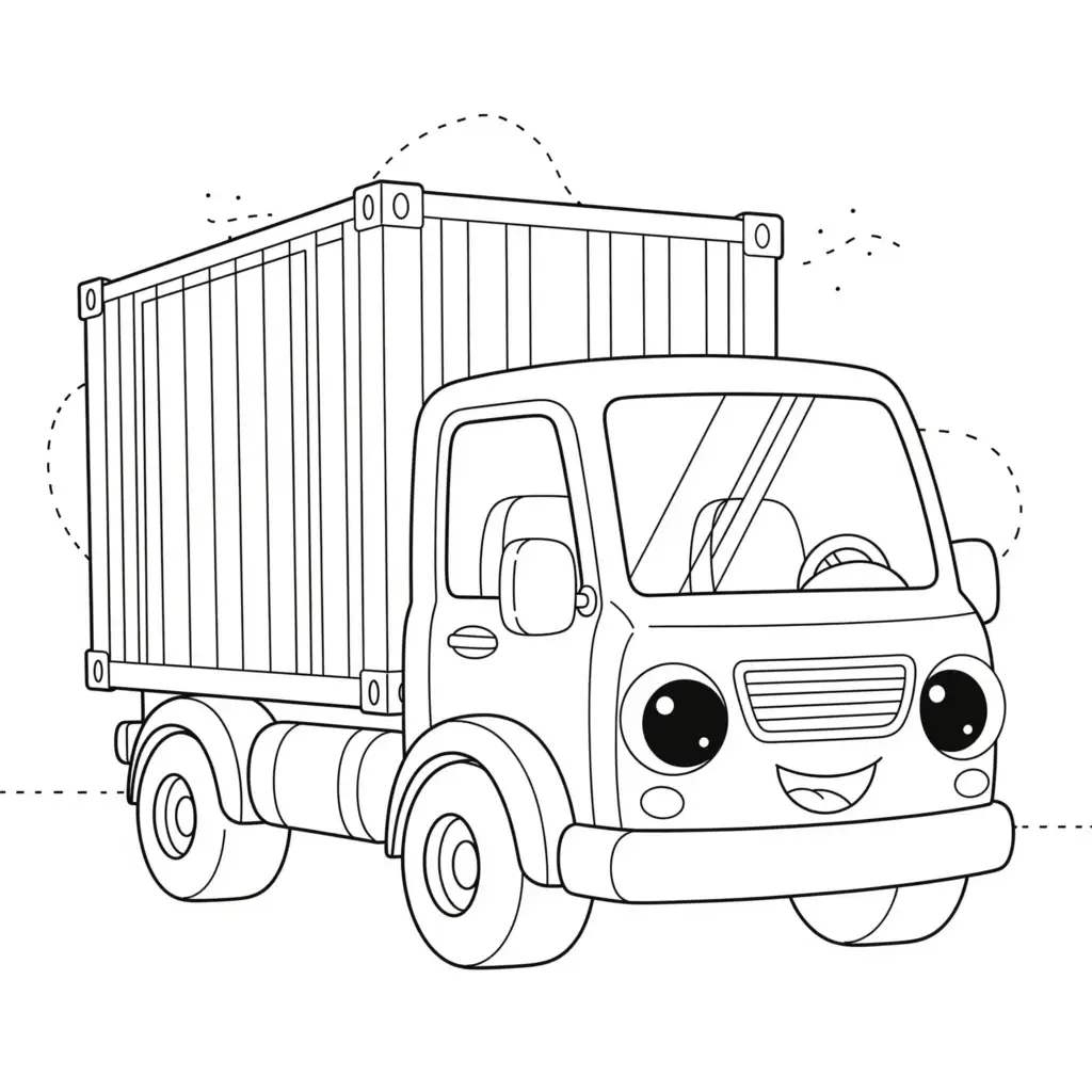 דף צביעה של משאית תובלה להדפסה