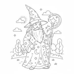 דף צביעה של קוסם להדפסה