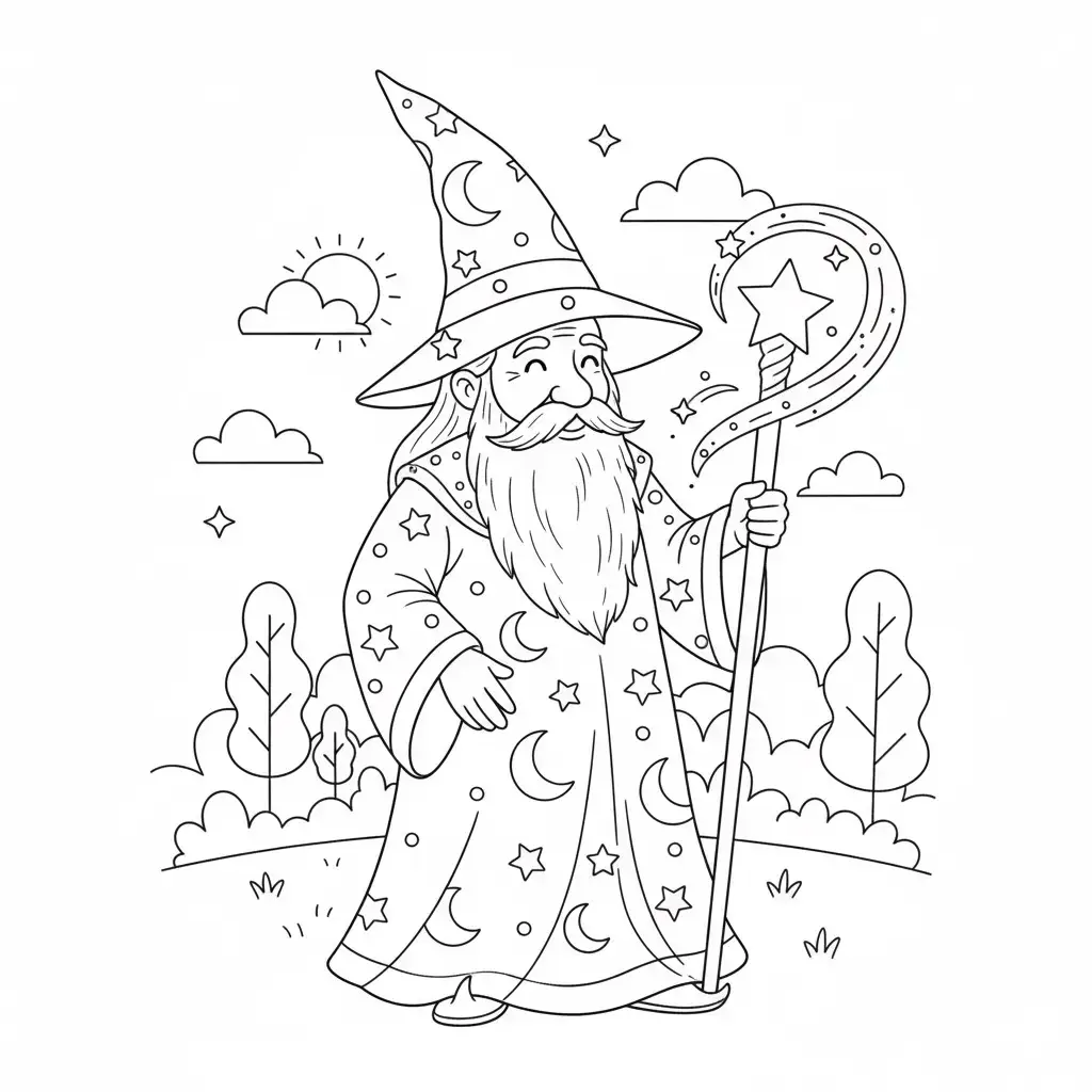 דף צביעה של קוסם להדפסה