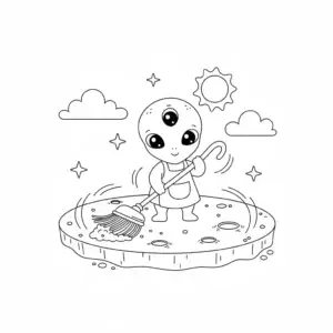 דף צביעה של חייזר מנקה להדפסה