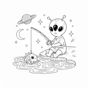 דף צביעה של חייזר דג דגים להדפסה