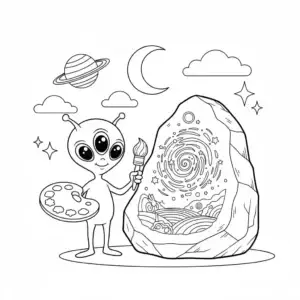 דף צביעה של חייזר מצייר להדפסה