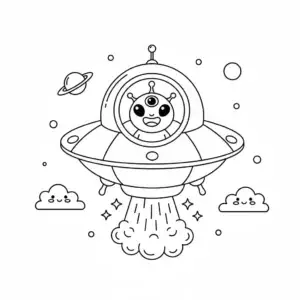 דף צביעה של צלחת מעופפת ממריאה להדפסה