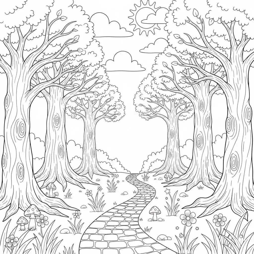 דף צביעה של השביל הקסום להדפסה