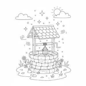 דף צביעה של באר משאלות להדפסה