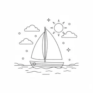 דף צביעה של מפרשית פשוטה להדפסה