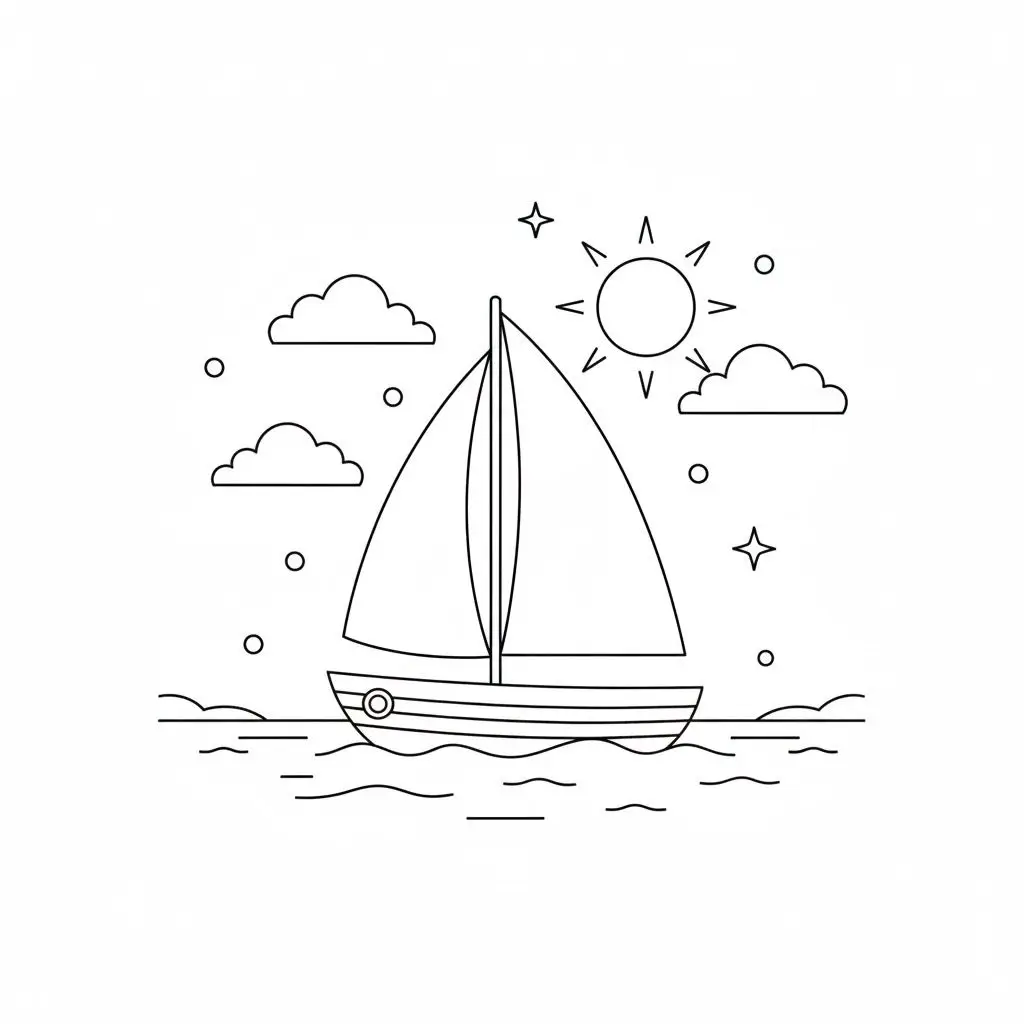 דף צביעה של מפרשית פשוטה להדפסה