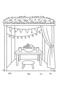 דף צביעה של סוכה פשוטה להדפסה