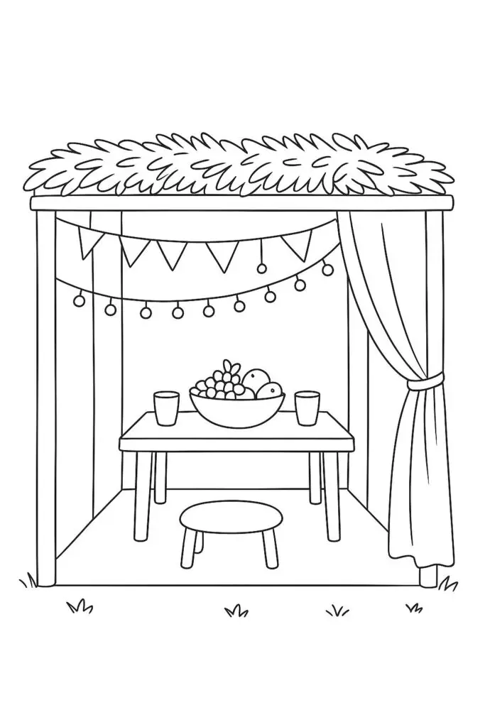 דף צביעה של סוכה פשוטה להדפסה