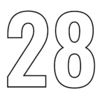 דף צביעה של המספר 28 להדפסה
