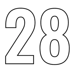 דף צביעה של המספר 28 להדפסה