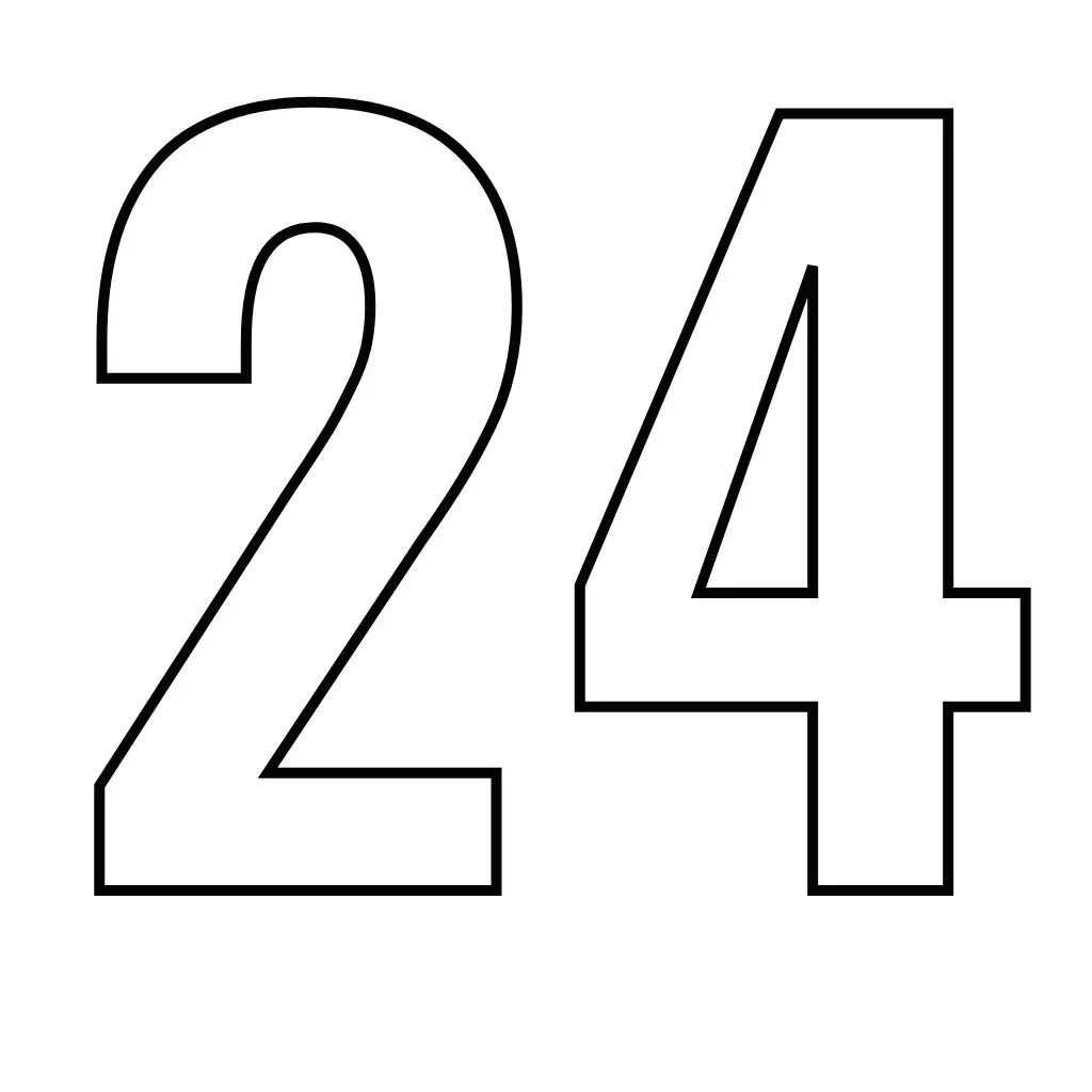 דף צביעה של המספר 24 להדפסה