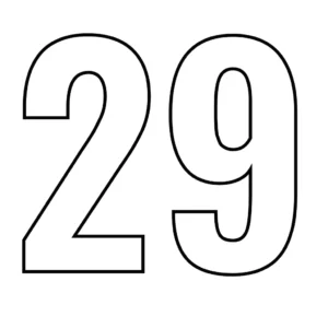 דף צביעה של המספר 29 להדפסה