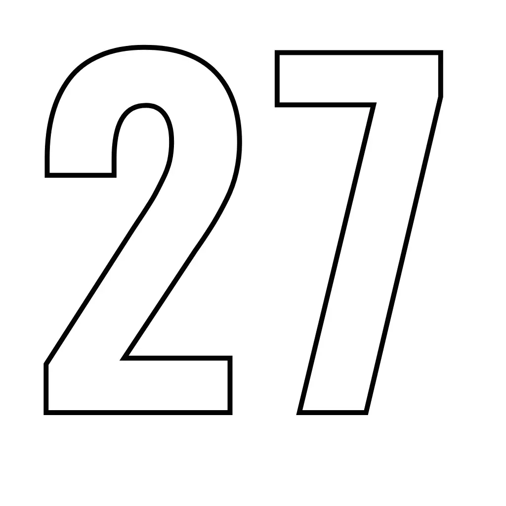 דף צביעה של המספר 27 להדפסה