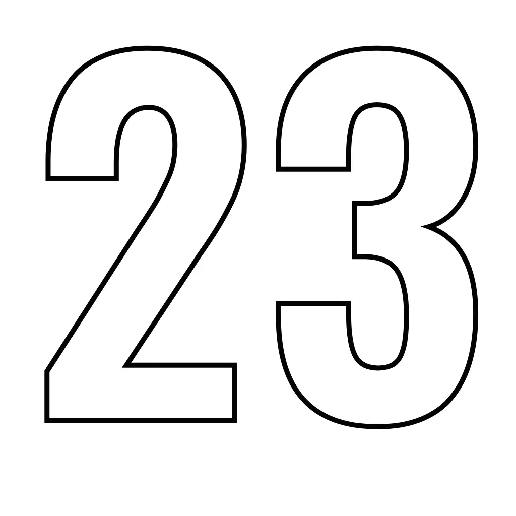 דף צביעה של המספר 23 להדפסה