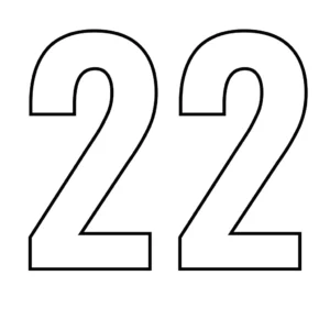 דף צביעה של המספר 22 להדפסה
