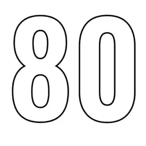 דף צביעה של המספר 80 להדפסה