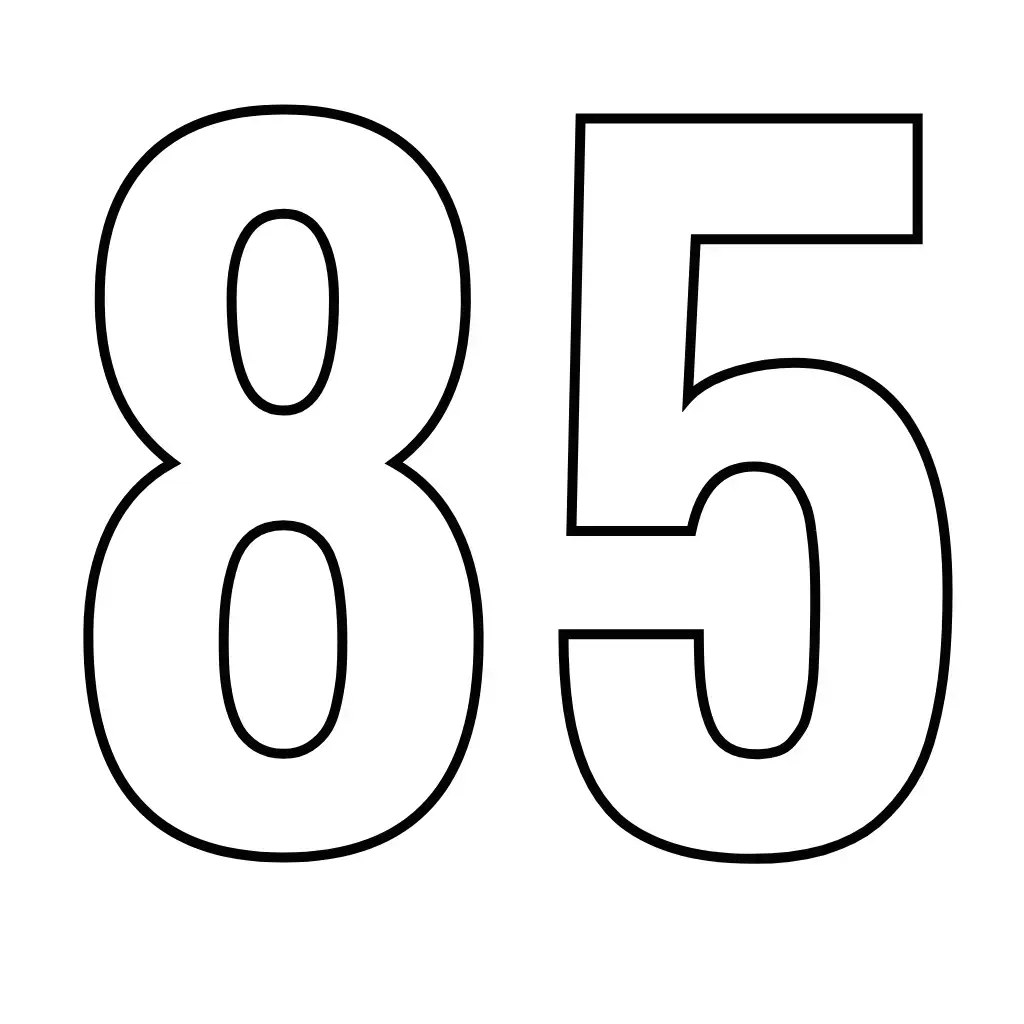 דף צביעה של המספר 85 להדפסה