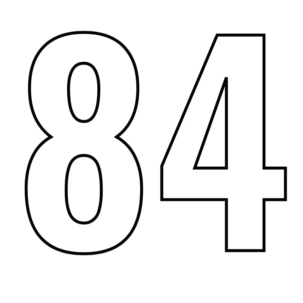 דף צביעה של המספר 84 להדפסה