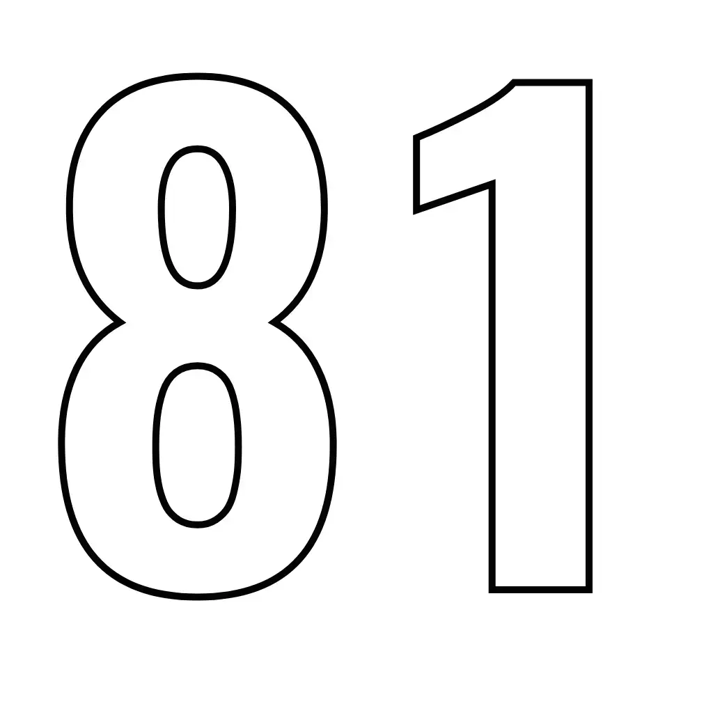 דף צביעה של המספר 81 להדפסה