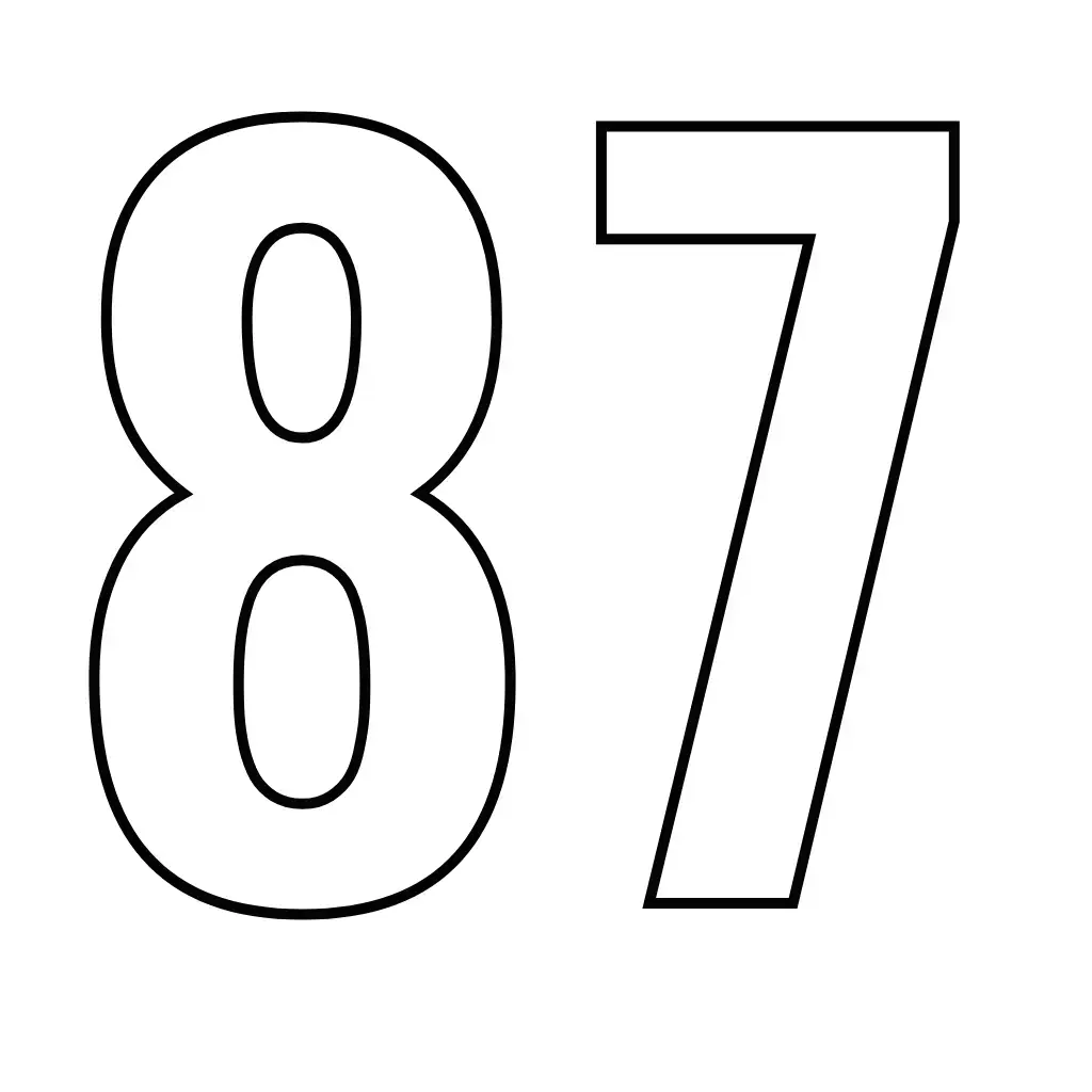דף צביעה של המספר 87 להדפסה