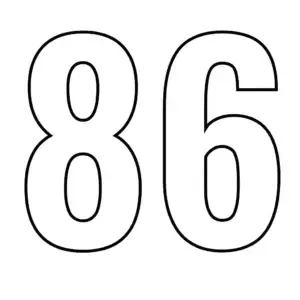 דף צביעה של המספר 86 להדפסה