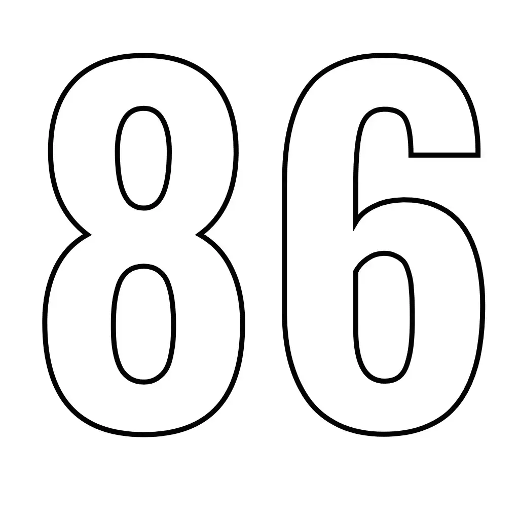 דף צביעה של המספר 86 להדפסה