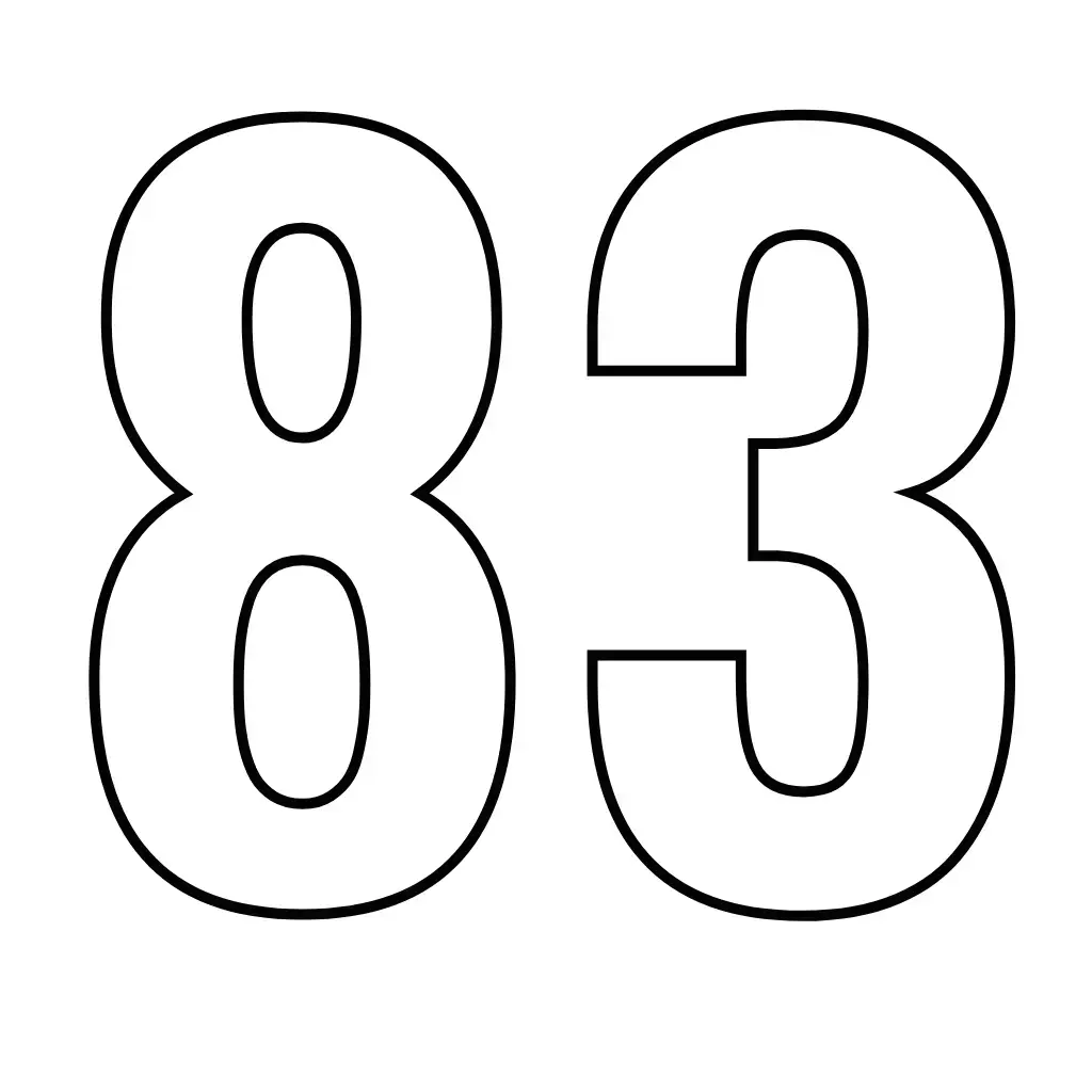 דף צביעה של המספר 83 להדפסה