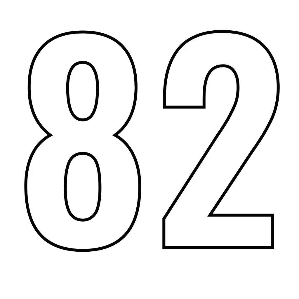 דף צביעה של המספר 82 להדפסה