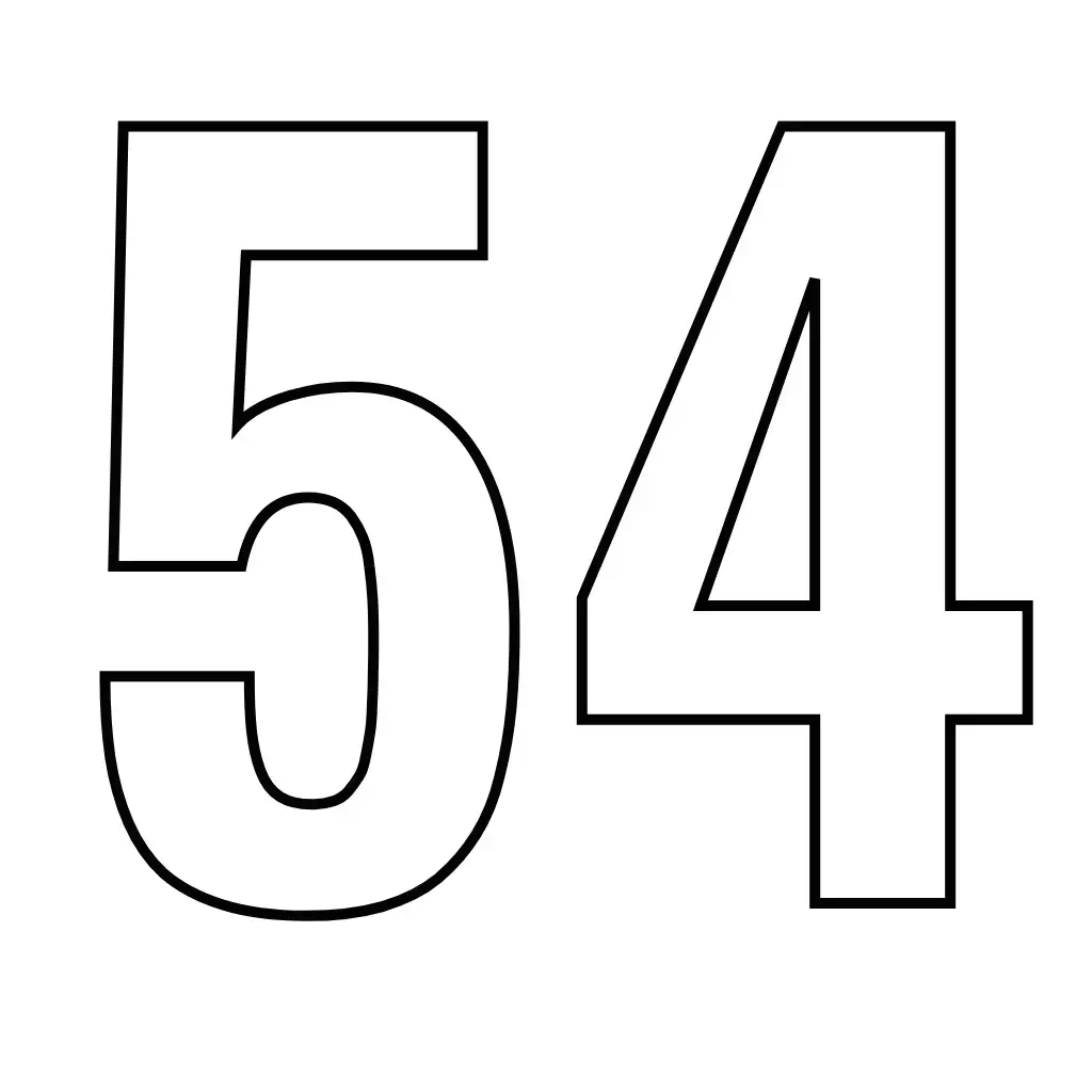 דף צביעה של המספר 54 להדפסה
