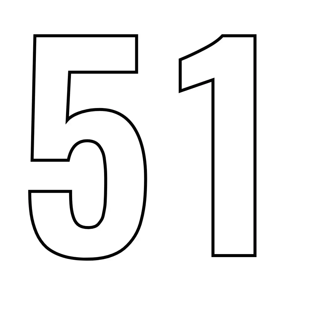 דף צביעה של המספר 51 להדפסה