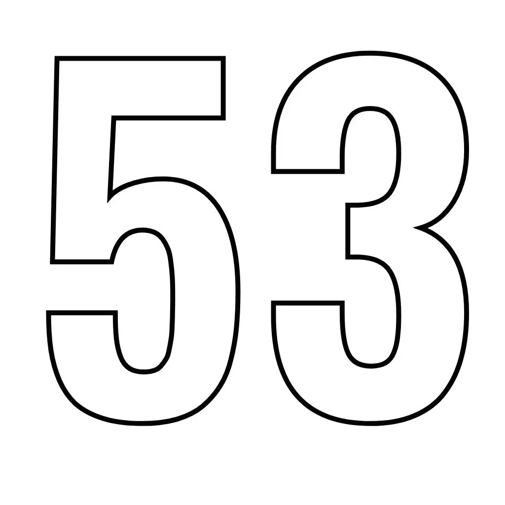 דף צביעה של המספר 53 להדפסה