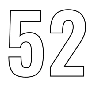 דף צביעה של המספר 52 להדפסה