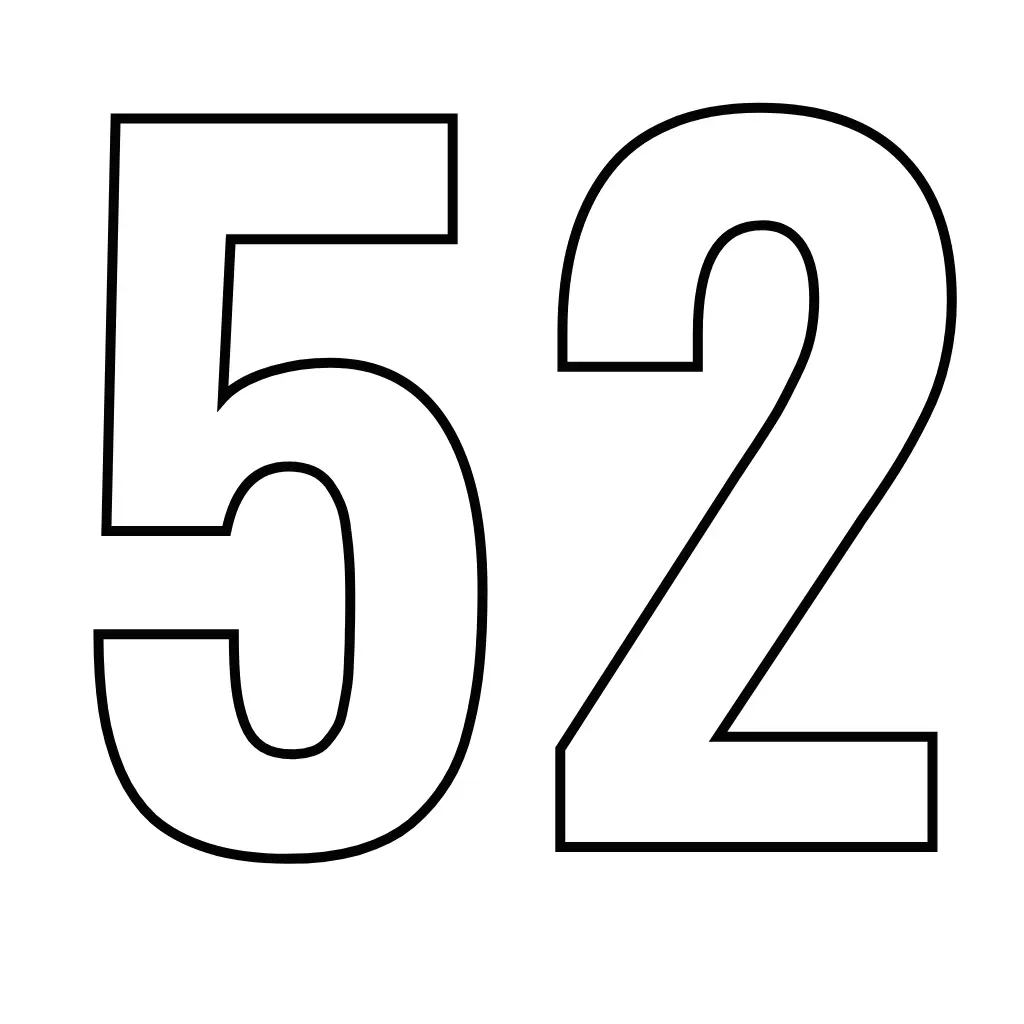 דף צביעה של המספר 52 להדפסה