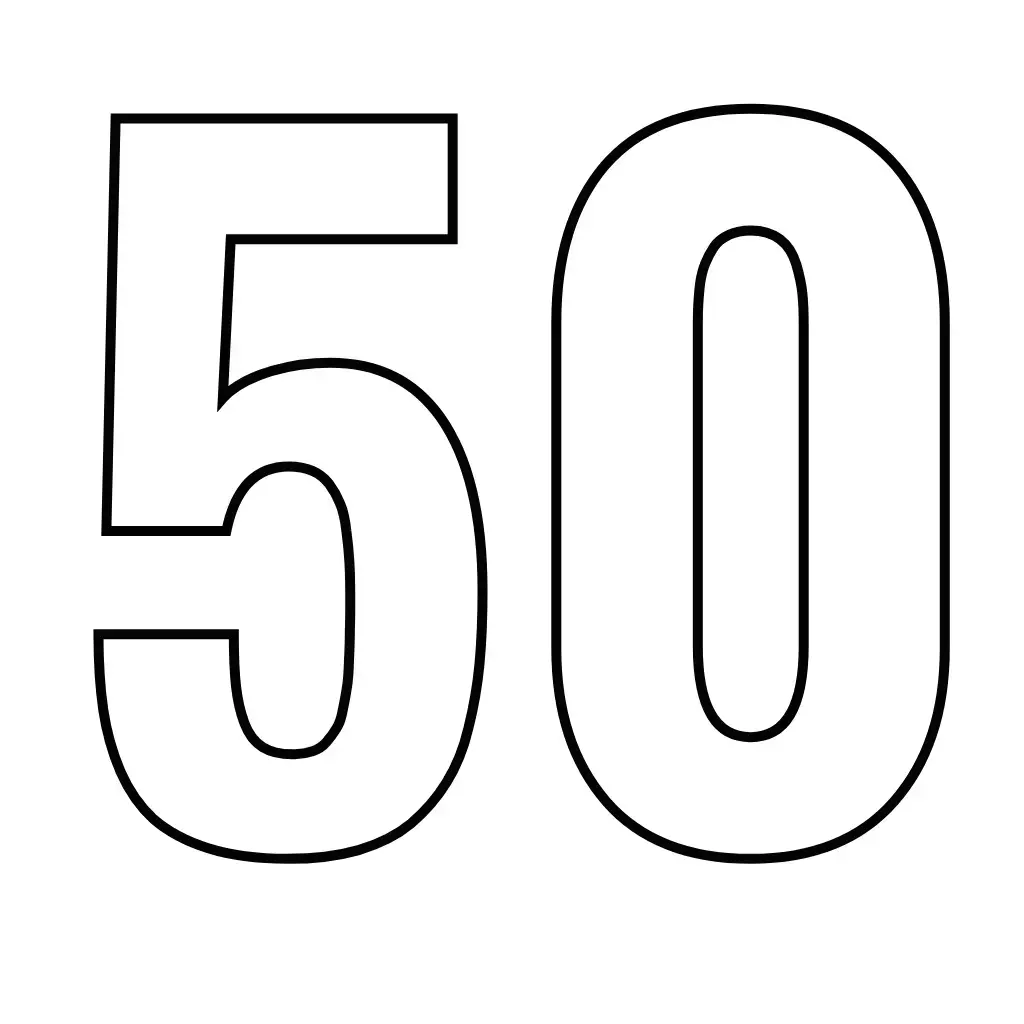 דף צביעה של המספר 50 להדפסה