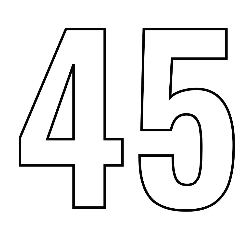 דף צביעה של המספר 45 להדפסה