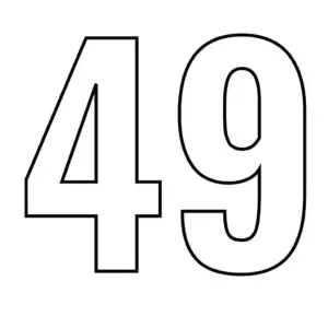 דף צביעה של המספר 49 להדפסה