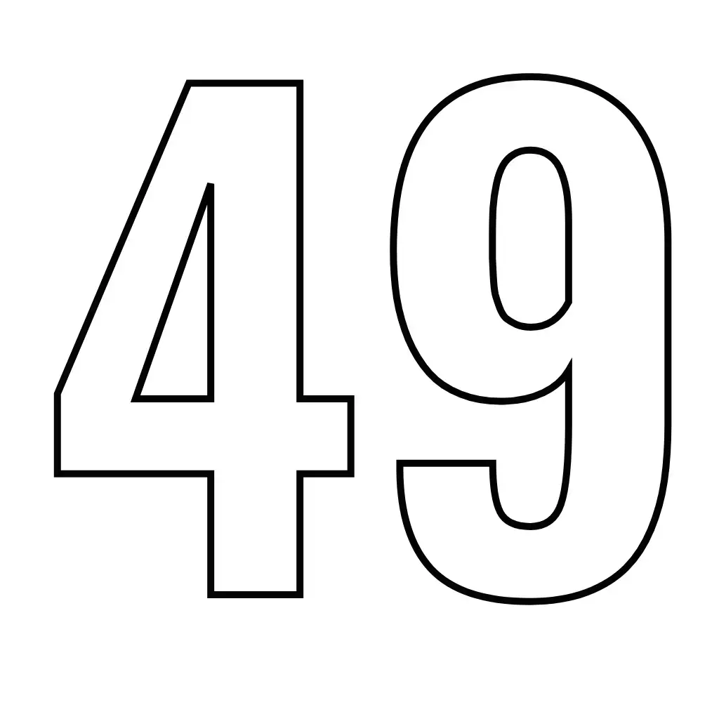 דף צביעה של המספר 49 להדפסה