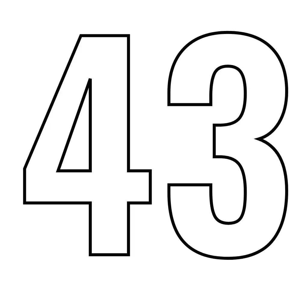 דף צביעה של המספר 43 להדפסה