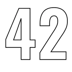 דף צביעה של המספר 42 להדפסה