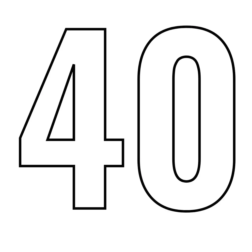 דף צביעה של המספר 40 להדפסה