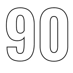 דף צביעה של המספר 90 להדפסה