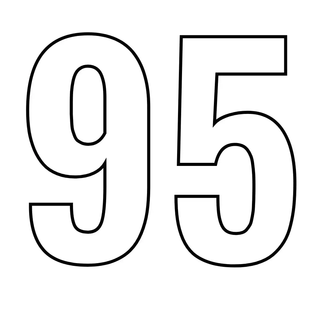 דף צביעה של המספר 95 להדפסה