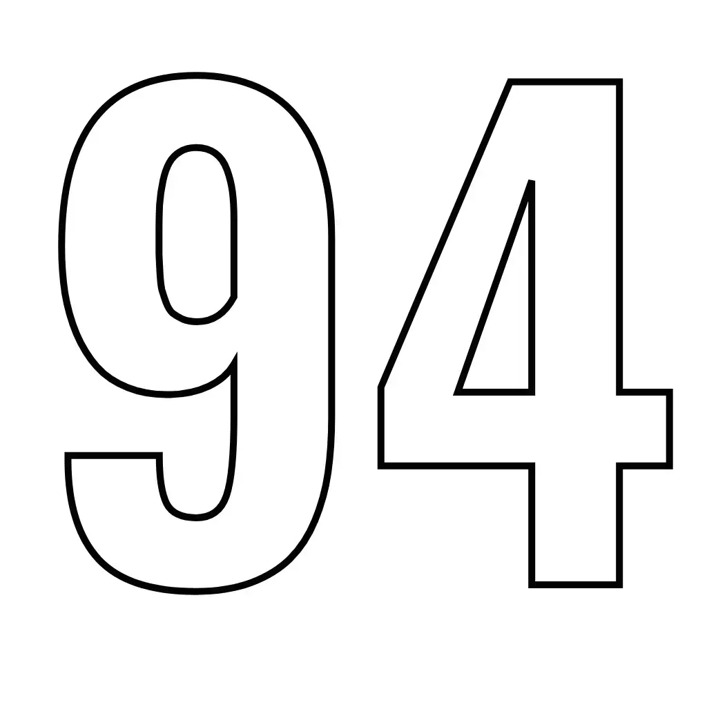 דף צביעה של המספר 94 להדפסה