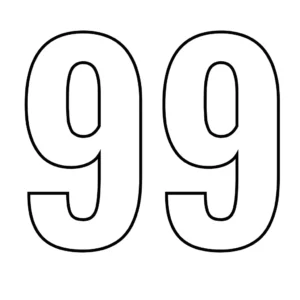 דף צביעה של המספר 99 להדפסה