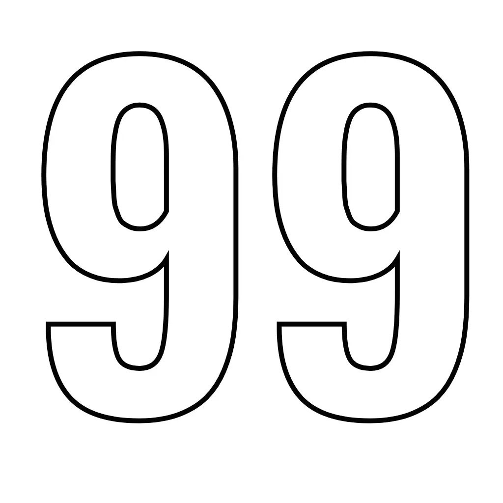 דף צביעה של המספר 99 להדפסה