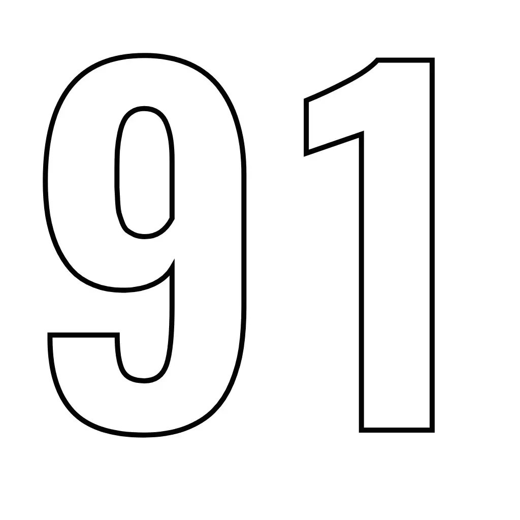 דף צביעה של המספר 91 להדפסה