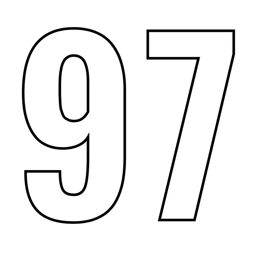 דף צביעה של המספר 97 להדפסה