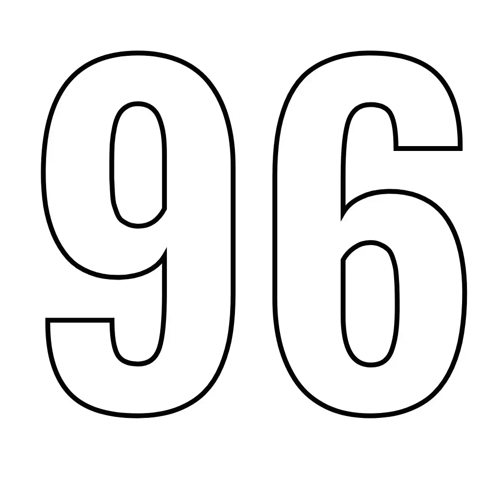 דף צביעה של המספר 96 להדפסה