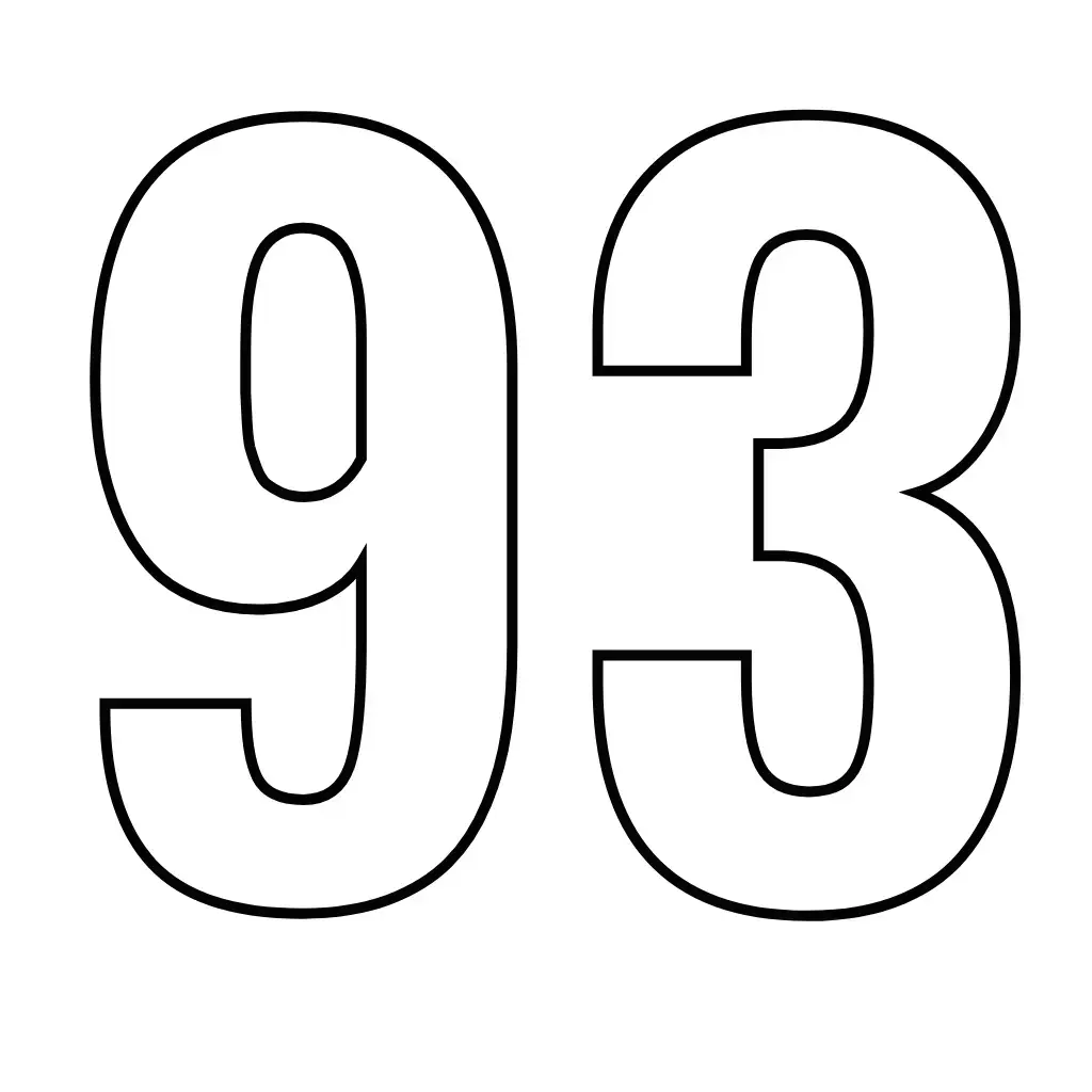 דף צביעה של המספר 93 להדפסה